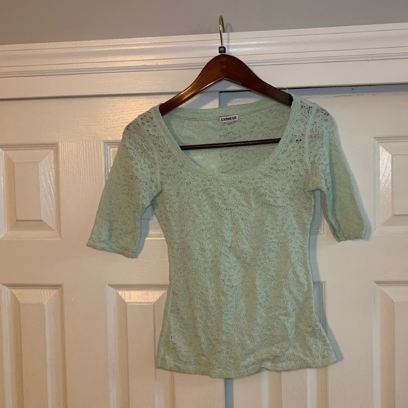 Express Mint Green Lace 3/4 Sleeve Top Size XS - Picture 3 of 6